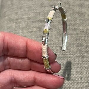 Stella & Dot Silver Spike Cuff Bracelet with gold, blush & gray accents